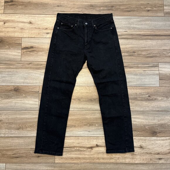 Men's Levis 505 Regular Fit Denim Jeans SZ 33x30 Black Stretch Modern Red Tab - Picture 1 of 12